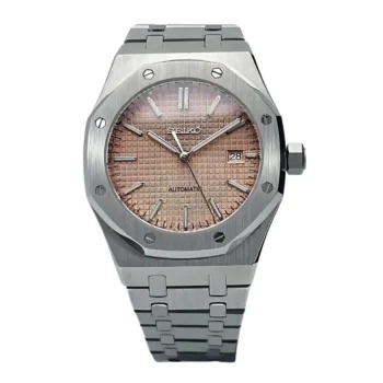 Seiko NH35 Mod Watch with Salmon Dial and Royal Oak Design