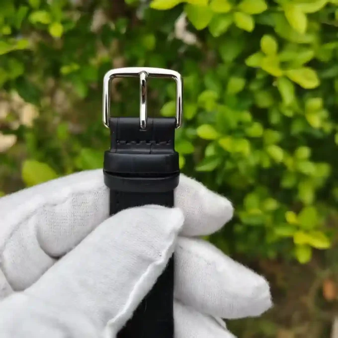 Wrist shot of Tophill Minimalist Mechanical Watch in business wear