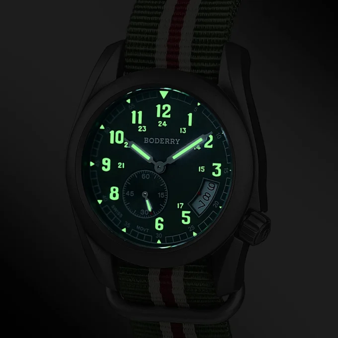 BODERRY 38mm titanium watch with sapphire crystal and date