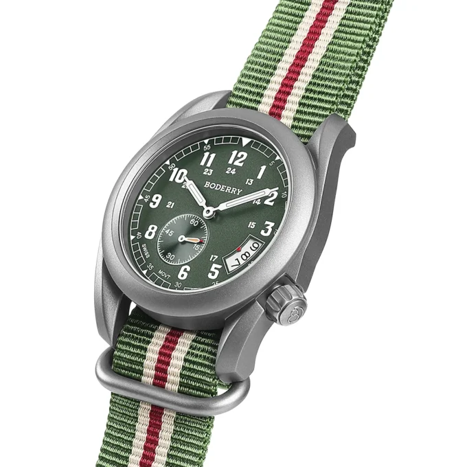 BODERRY DQ08 pilot watch waterproof 100m with titanium strap
