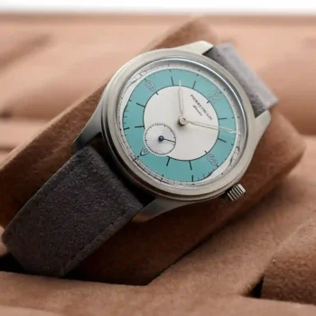 Pierre Paulin Sector Dial Mechanical Watch front view with leather strap