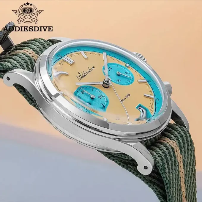 ADDIESDIVE AD2095 watch 38mm stainless steel case and crown